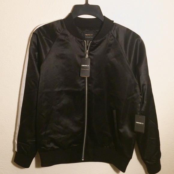 Forever 21 Embroidered Satin Bomber Jacket - Picture 3 of 8